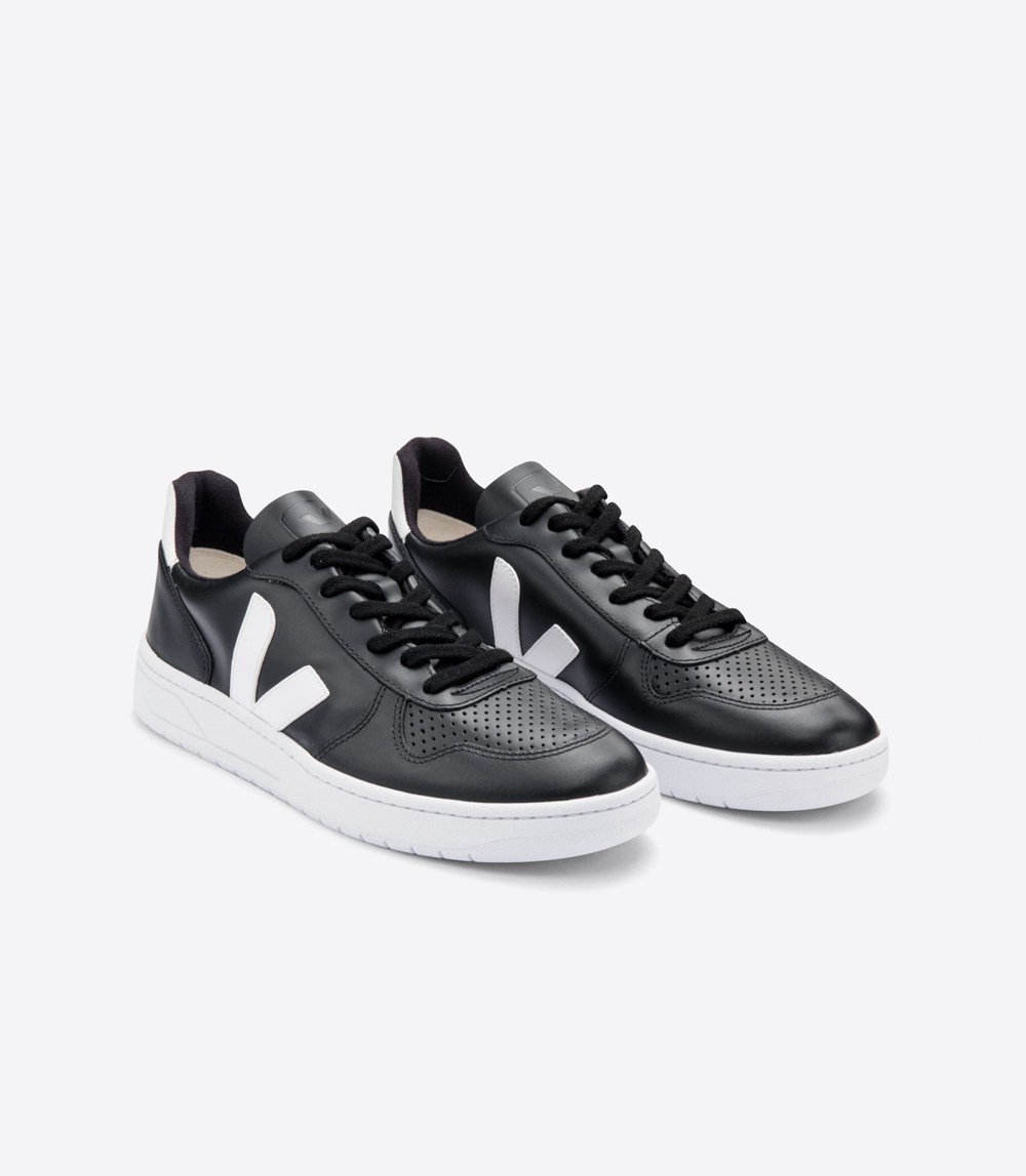 Veja Sneakers Mens - V-10 Leather - Black/White - 1045QKJZY